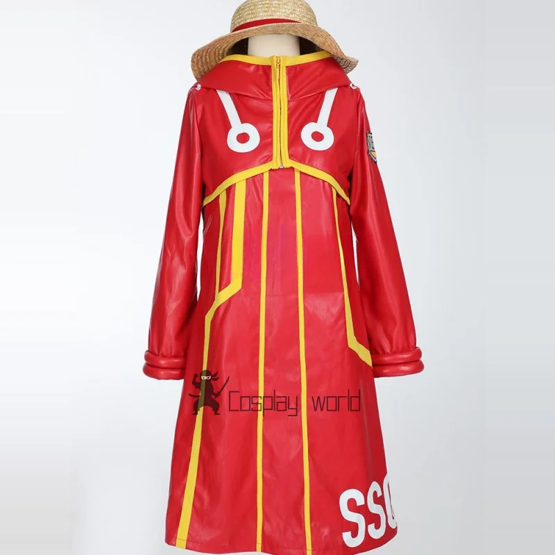 Game Monkey D. Luffy Cosplay Costume  Red Long Hooded Coat and Gloves with Socks Hat Outfit Anime Halloween Carnival Suit view 4