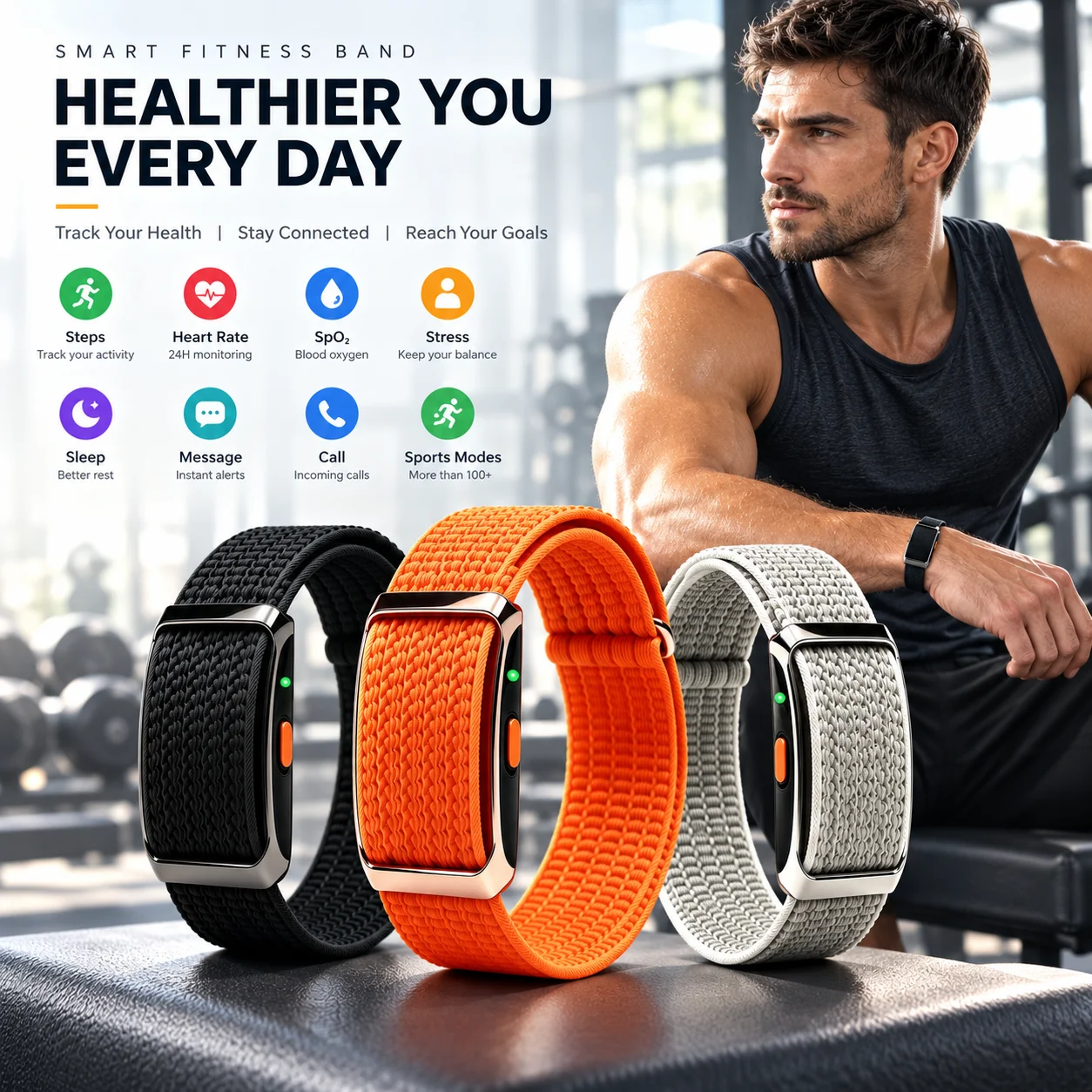 LIGE Novo Relógio Inteligente Sem Tela para Saúde, Relógio de Atividade para Homens e Mulheres, Monitor de Frequência Cardíaca, Esportivo, À Prova D'Água, Pulseira Inteligente Ultraleve