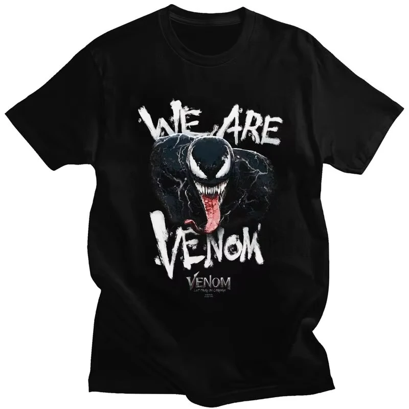 

Футболка Marvel Genuine Venom We're Hungry, летняя модная мужская и женская футболка в стиле хип-хоп, хлопковый винтажный топ унисекс с мультяшным принтом