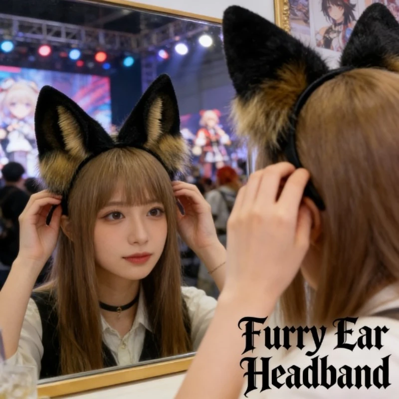 

Набор для косплея: повязка на голову с волчьими ушами и хвостом ручной работы, аксессуары для костюма немецкой овчарки