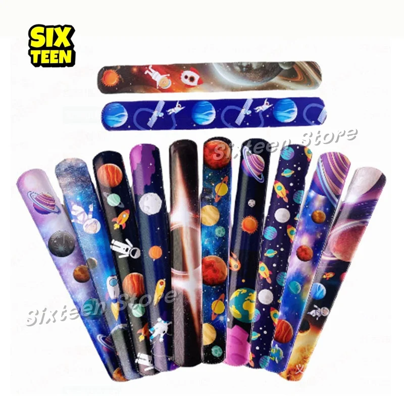 10-50PCS Starry Sky Snap Bracelet Astronaut Theme Clapping Circle Wristband Birthday Space Party Carnival Gift Prize