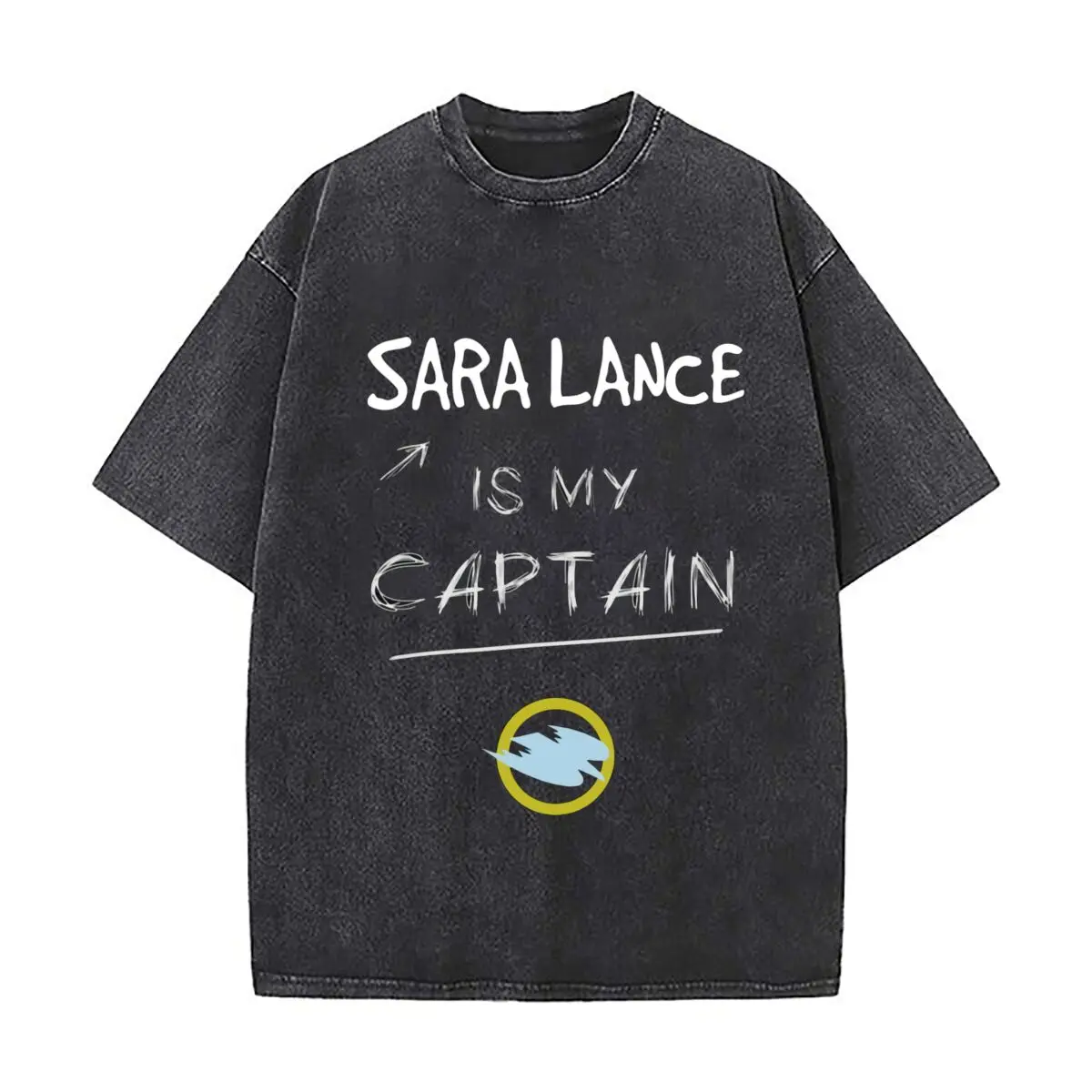 Sara Lance Is My Captain Text Vintage Short Sleeve Relaxed Streetwear Tee for Beach Strolls