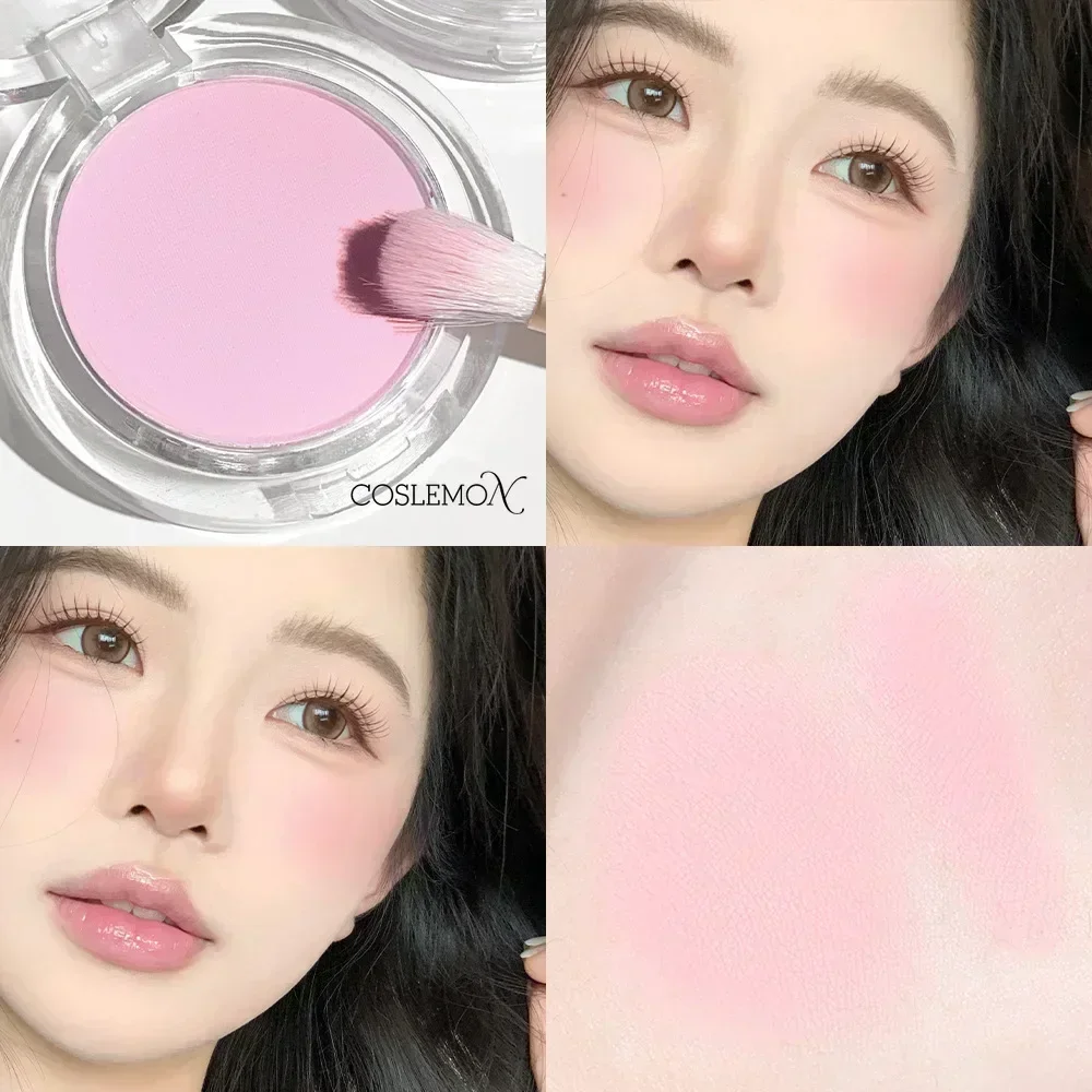 Peach Pink Blush Matte Single Color Natural Waterproof Cheek Tint Face Contouring Powder Brighten Face Rouge Contour Makeup Tool