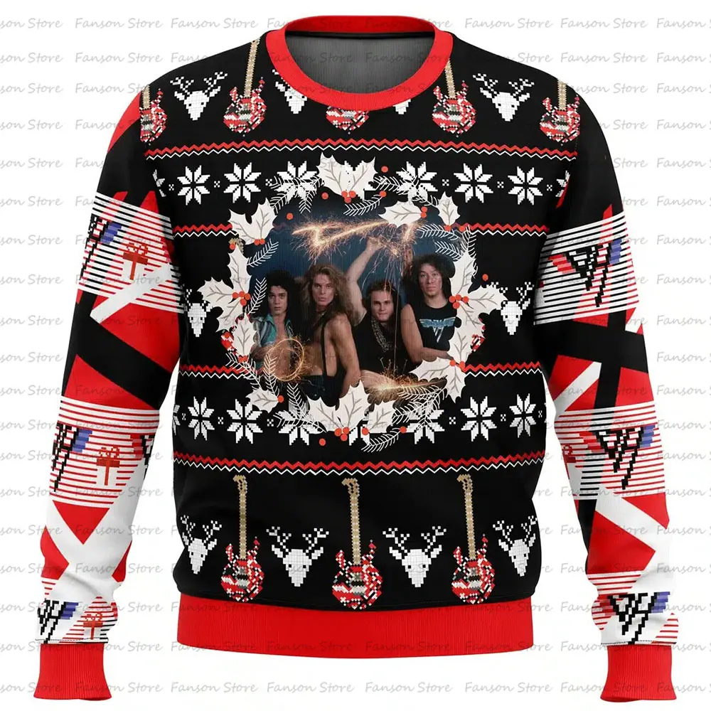 Van Halen-Pull de Noël Anime Cartoon pour hommes et femmes, Sweat à capuche pour couple, Pull à la mode, Y-2025, Nouveau