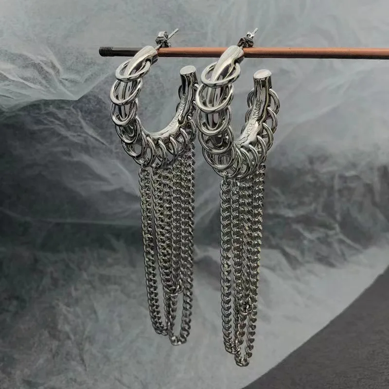Modern Jewelry European and American Design Metal Tassel Earrings For Women Party Gifts Cool Trend Ear Accessories Hot Selling