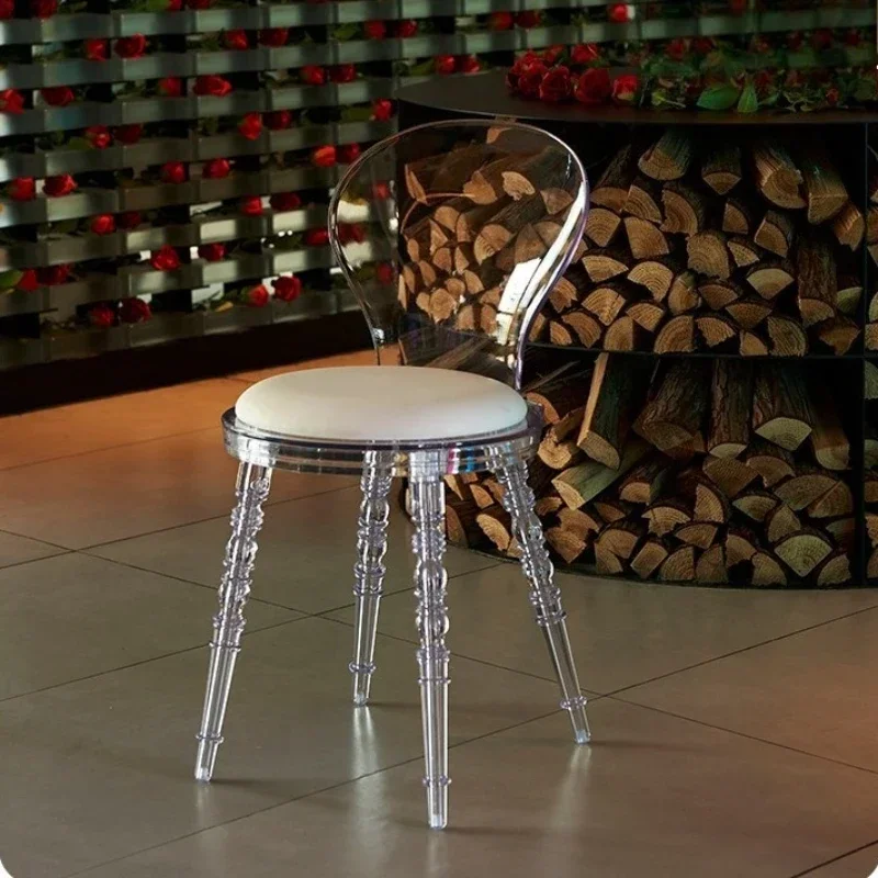 Firm Nordic restaurant acrylic chair transparent backrest plastic chair devil chair bedroom crystal makeup chair