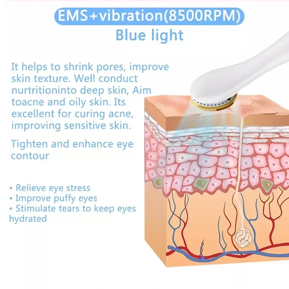 눈 마사지 미용 기기, EMS 미세 전류 얼굴 리프팅 장치, 노화 방지 피부 회춘 갈바닉 주름 제거 기계 스파