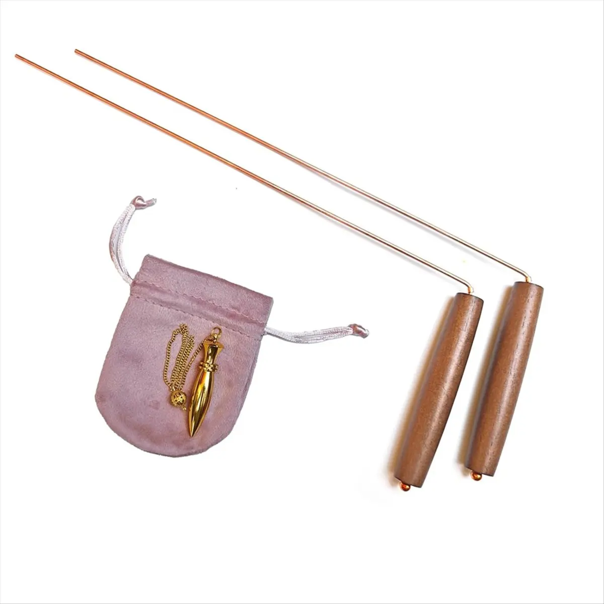 【2026 TOP Global】▼△◑2 PCS Copper Dowsing Rods Kit - Natural Walnut Wooden Handles Divining Rods -Detect Water Spirit , for Gold,
