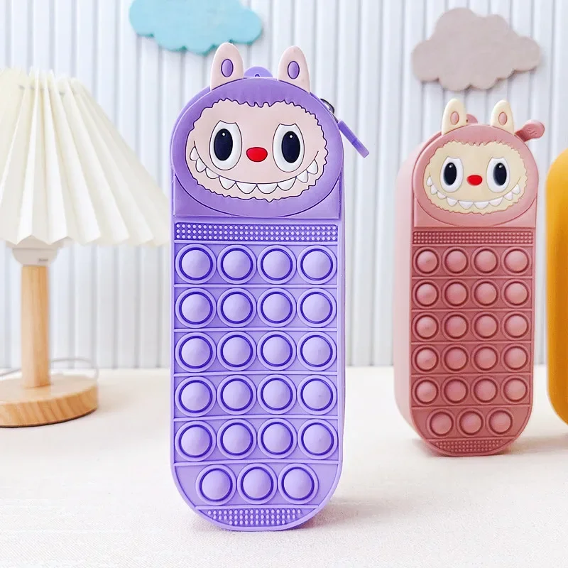 Stress Reducing Pencil Case Multifunctional Stationery Box, Creative Cartoon Pencil Case Cartoon Creative Silicone Pencil Case