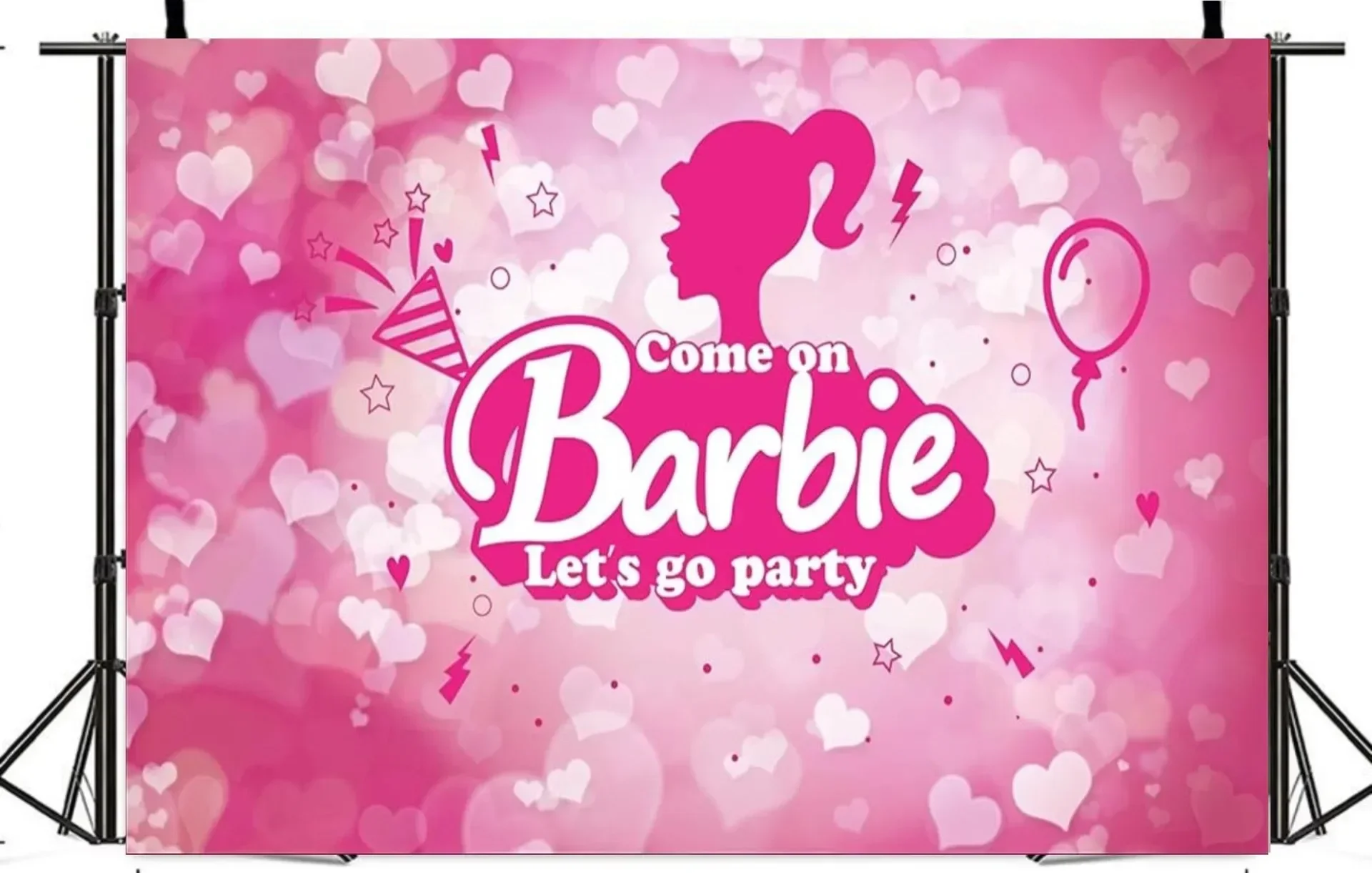 Barbie Princess Sparkle Pink Wall Backdrop Wedding Decoration Background Poster Banner Girl Birthday Party Decoration Accessory