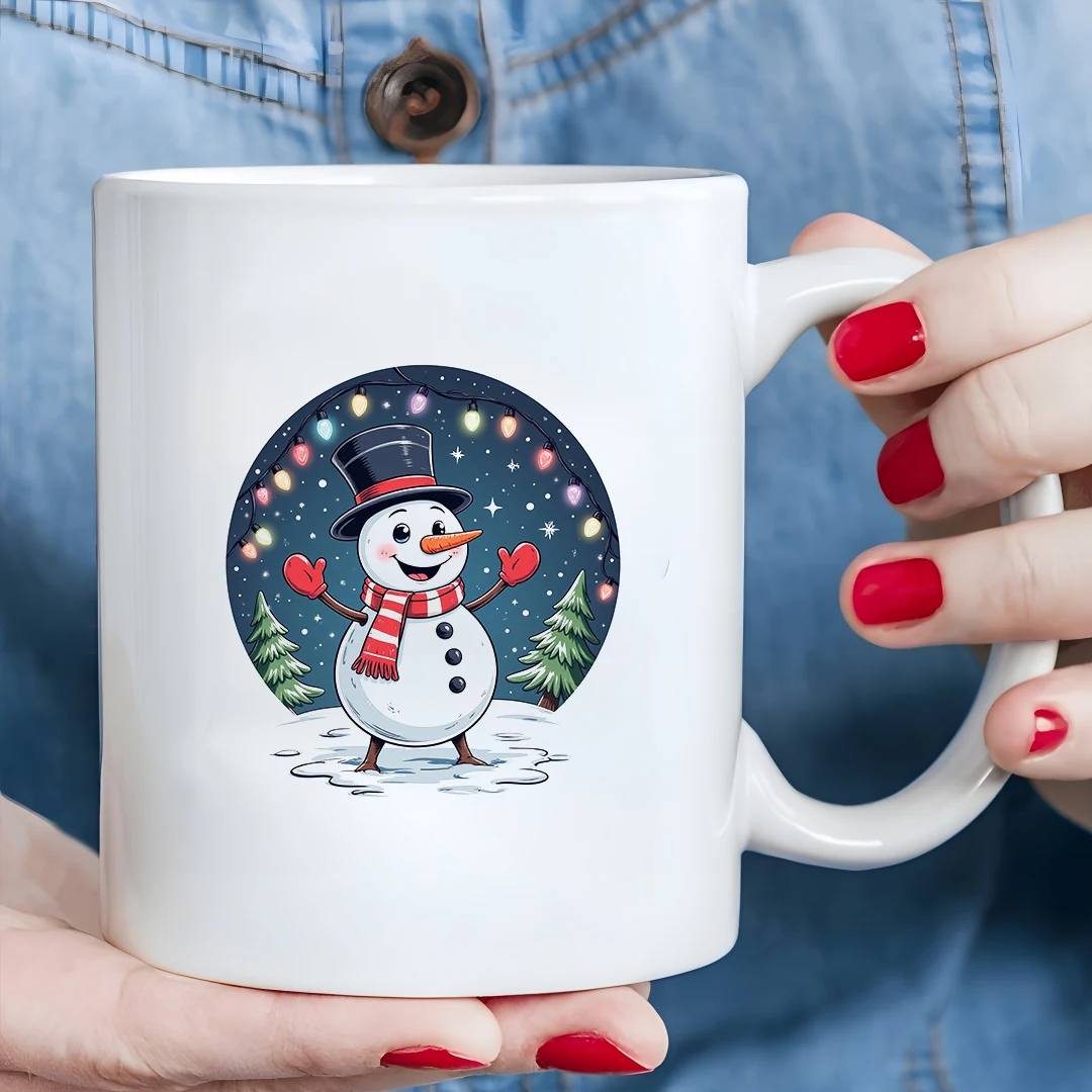 

11oz cartoon snowman mug Kids' Christmas gift Christmas drink mug Family office cup