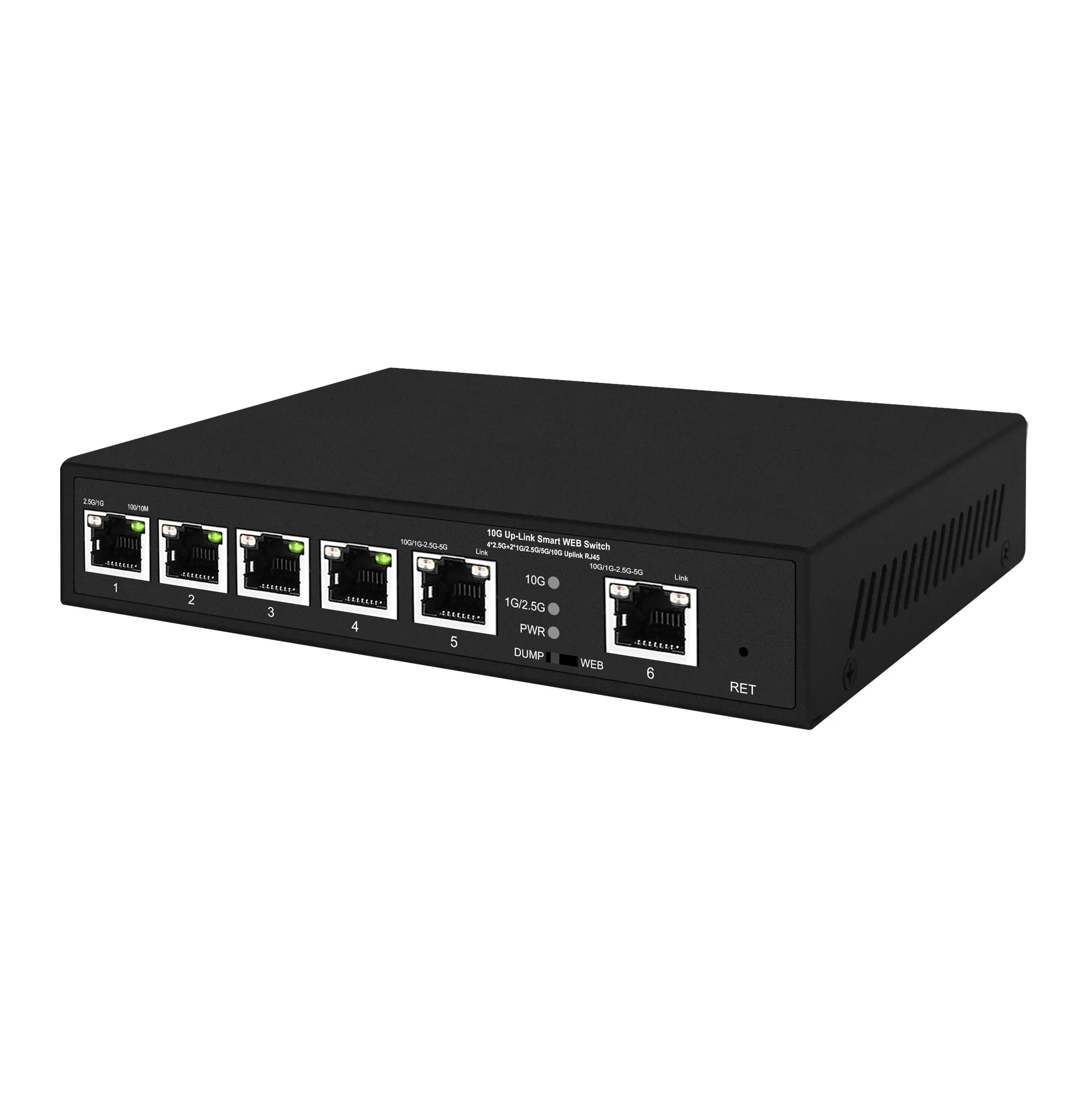 4 Ports 2.5Gbe POE Or Non Web Managed Switch with 2 ports 10Gbe RJ45 Uplink,4+2 ports 2.5G lite smart POE switch