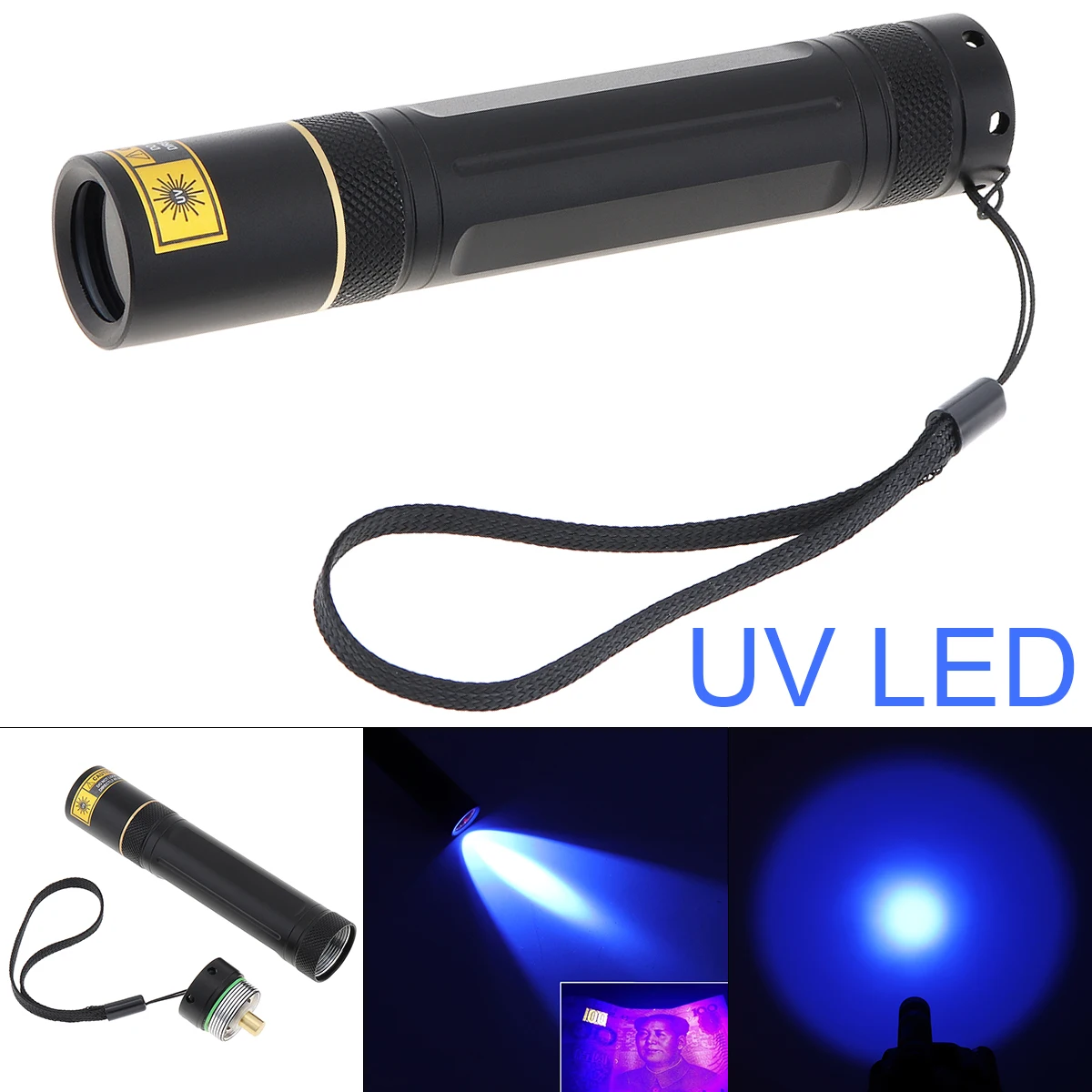 5W 365nm LED Purple Lights UV Flashlight Portable Colored Torch Light for Dry Stains / Bed Bug / Pet Urine Detection