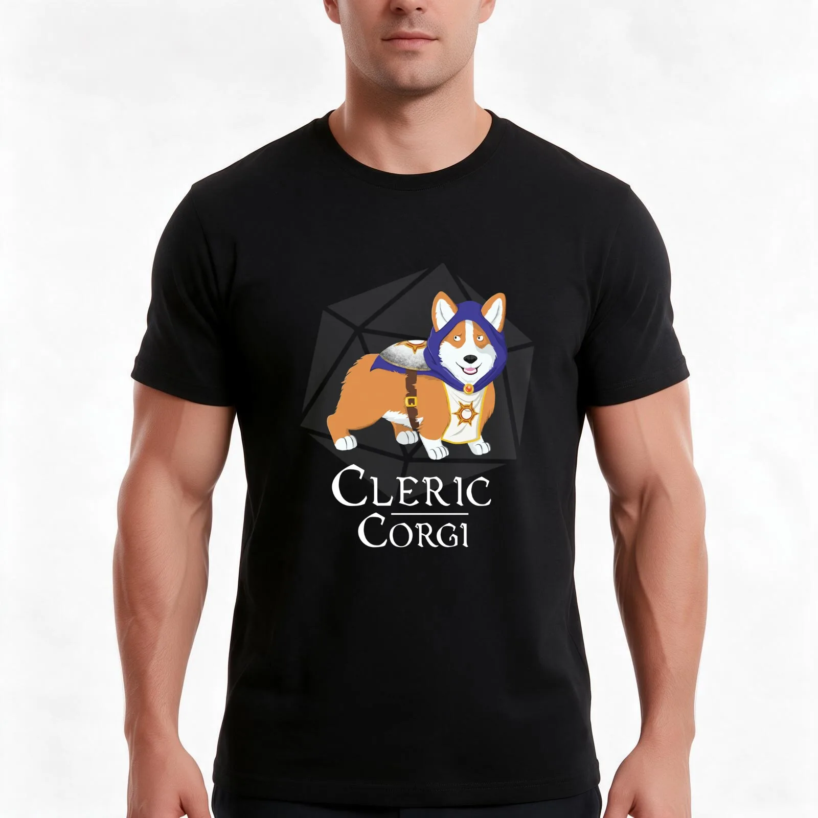 Cleric Corgi T-Shirt, Summer Casual Cotton Tee, Oversized Streetwear Tops, Vintage Graphic Print, Loose Fit Short Sleeve