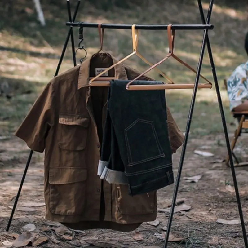 1 szt. Skórzany wieszaki na ubrania kreatywny namiot wiszący wieszak na ubrania zewnątrz Protable Camping podróżny składany suszarka do prania