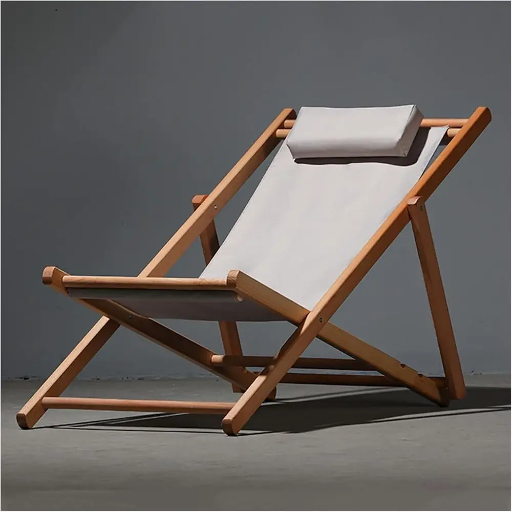 

Элегантный белый деревянный шезлонг, регулируемое пляжное кресло для патио и сада, эргономичный дизайн