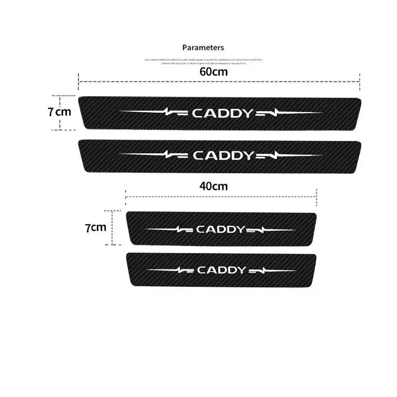 Carbon Fiber Car Threshold Stickers Protector Strips For VOLKSWAGEN VW CADDY Logo Trunk Bumper Door Sill Waterproof Protect Film