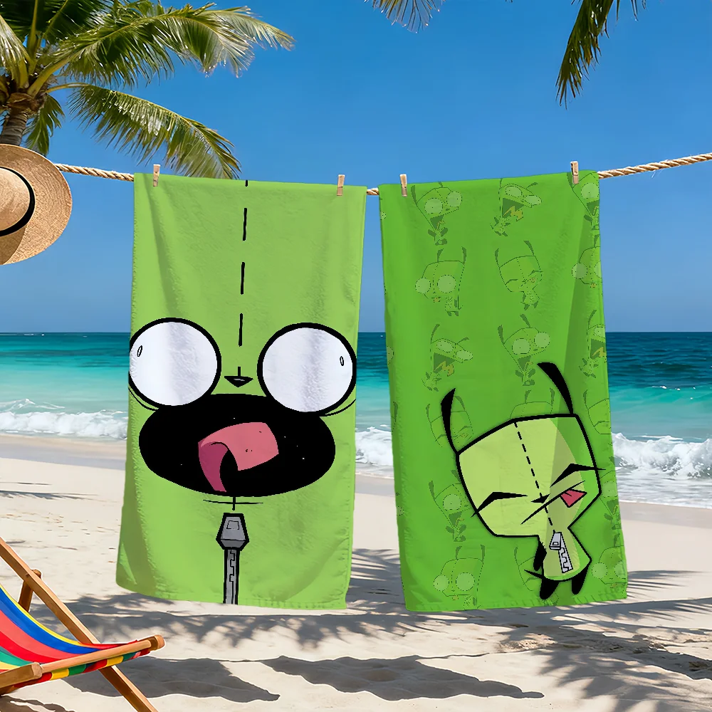 funny cartoon art face G-GIR I-Invader Z-Zim Soft Beach Towels Quick Dry Pool Towel for Travel Gym bathing Spa Camp sport Gift