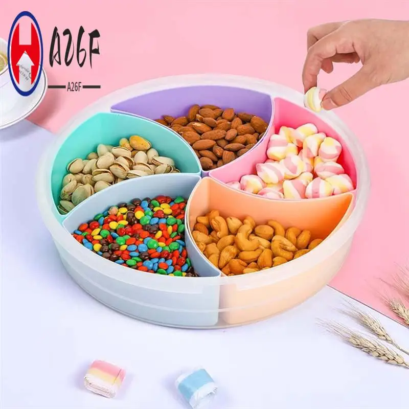 

A26F-Multi-Function Food Storage Tray With Lid Food Containers Tray For Nuts And Candy Fruit Snack Plate Serving Platte