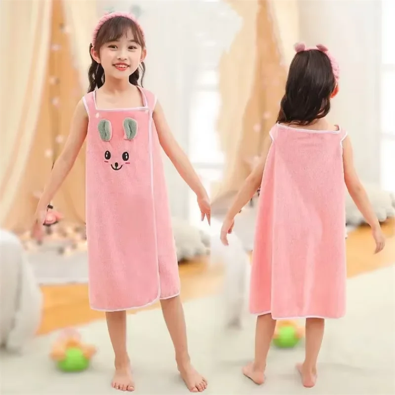 Four Season Universal Bath Towel Child Bath Towel Home Strap-style Cute Cartoon Absorbent Bath Skirt Girls Bathrobes Wearable