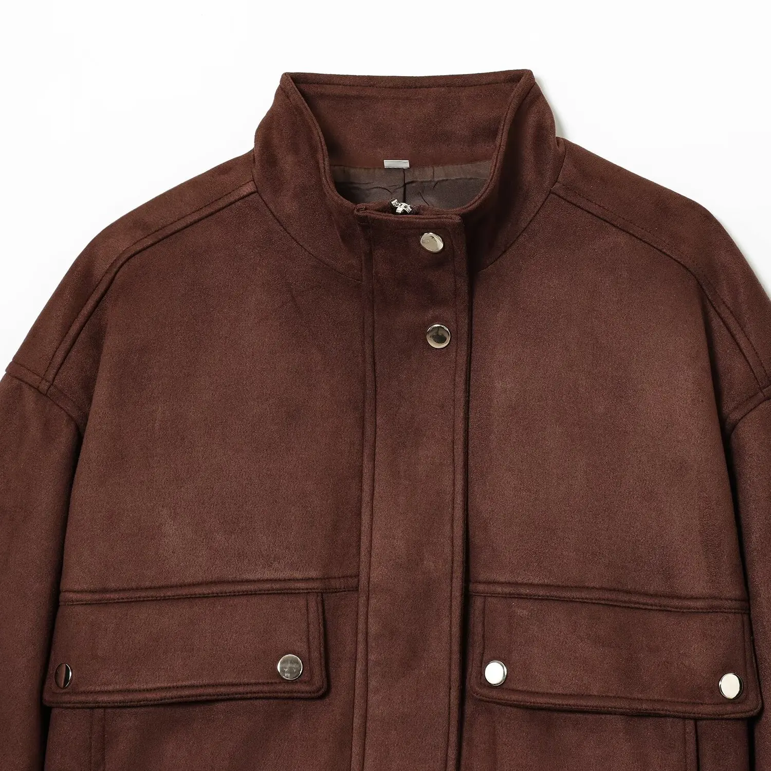 معطف JNLEAOG للسيدات للخريف معطف خريفي جديد Sle ket مزين من جلد الغزال الصناعي ملابس خارجية من البوليستر للسيدات #2