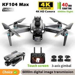 New KF104 Max 5.5 Inch Touch Screen Remote Control Drone 6000m Digital Image Transmission FPV UAV 3-Axis Gimbal GPS RC Aircraft