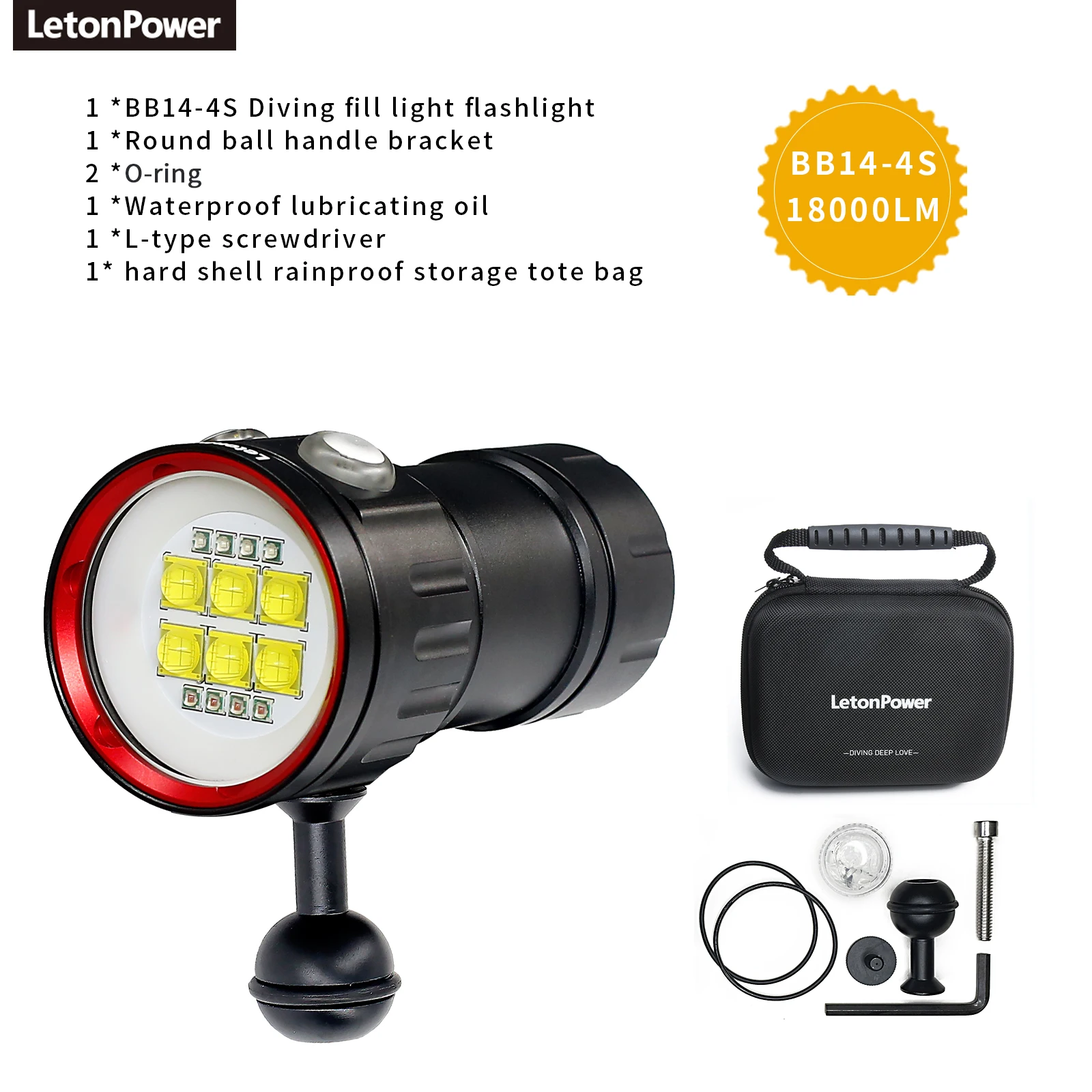 LetonPower Underwater Photography Light Black 4