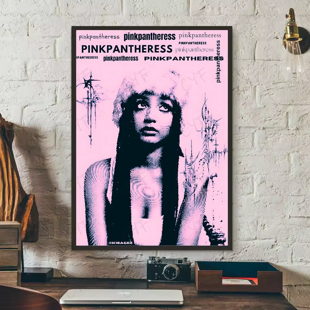 ملصق مغني النمر الوردي عالي الدقة جدار لاصق مقاوم للماء لغرفة المعيشة المنزلية وغرفة النوم والديكور الجمالي