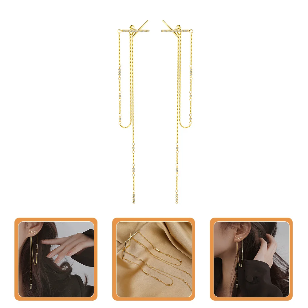 

1 Pair Long Tassel Earrings For Women Dangle Drop Ear Jewelry Stylish Dangling Earrings Fashion Tassel Ear Decor Perfect Wedding