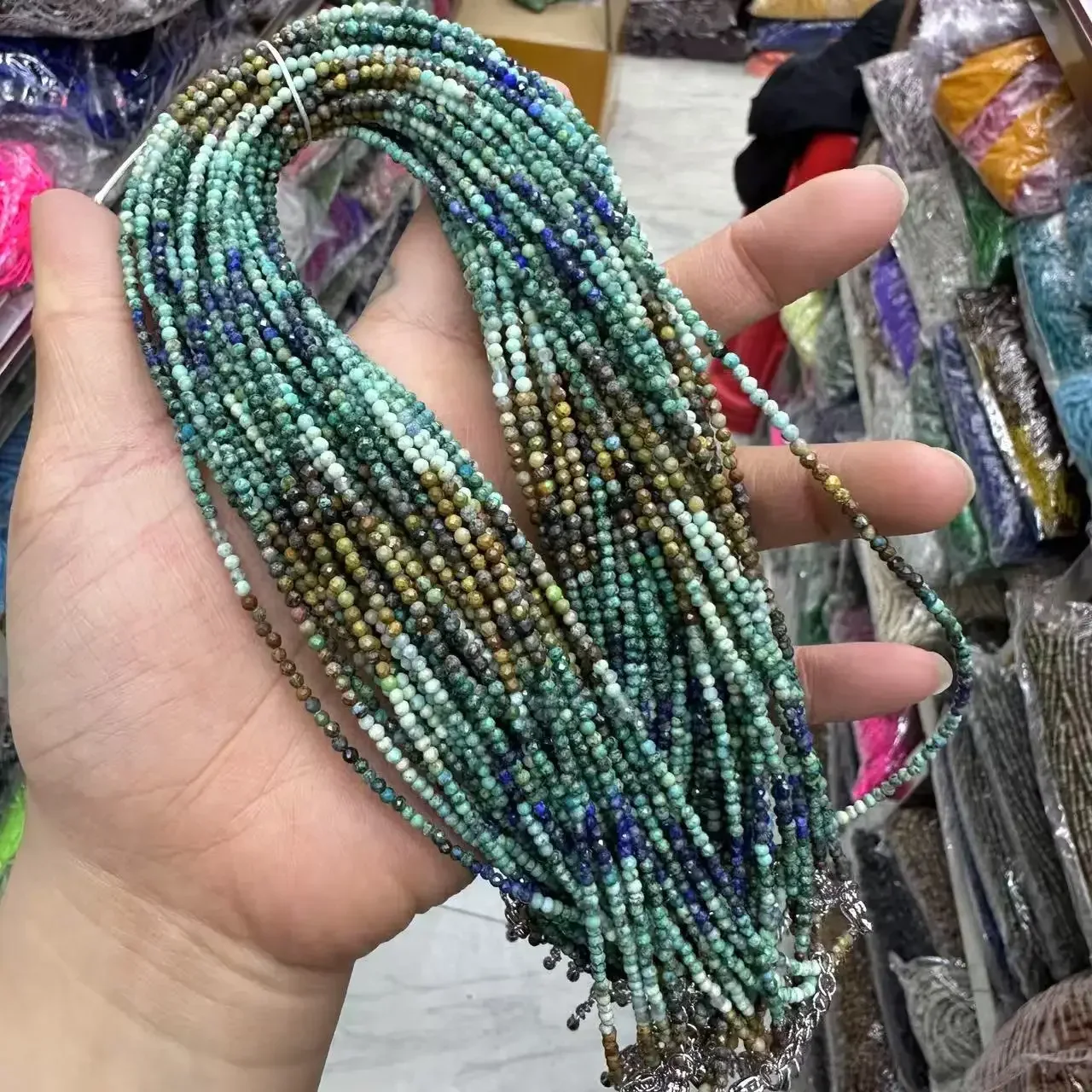 الجملة الكريزوكولا الطبيعية الأوجه جولة فضفاض الخرز - 38cm للنساء سوار ذاتي الصنع وقلادة مجوهرات اكسسوارات