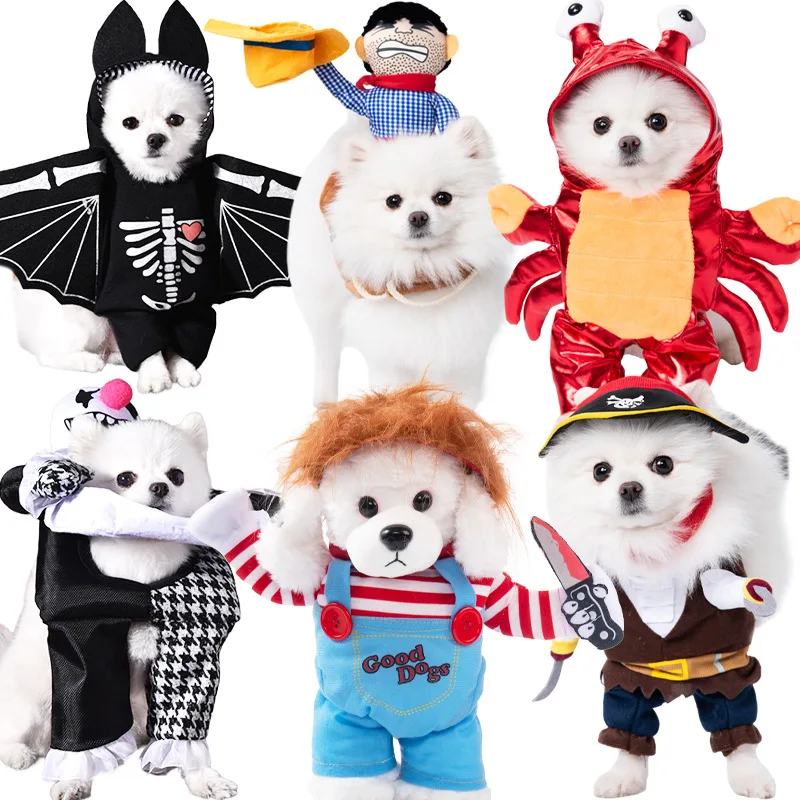 dog dress halloween Pet Deadly Doll Costume, Novelty Cosplay Funny Outfit, Cute Clothes for Small Medium Large Dogs, Cats & Puppies, Christmas Party Costume Cool Scary & Spooky Apparel (XL) Fall Too Cute to Spook