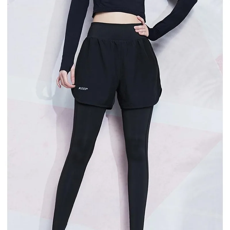 Women's High-Waist Booty Lifting Leggings - Fake Two Pieces Yoga Pants with Stretch, Quick-Dry & Street-to-Gym Trainning Pants