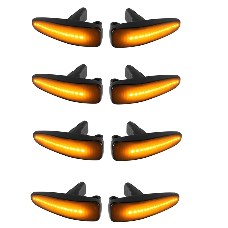 8X Smoked Lens Amber Full LED Front Side Marker Lights For Mitsubishi Lancer Evo X Mirage Outlander Sport 2011-2020