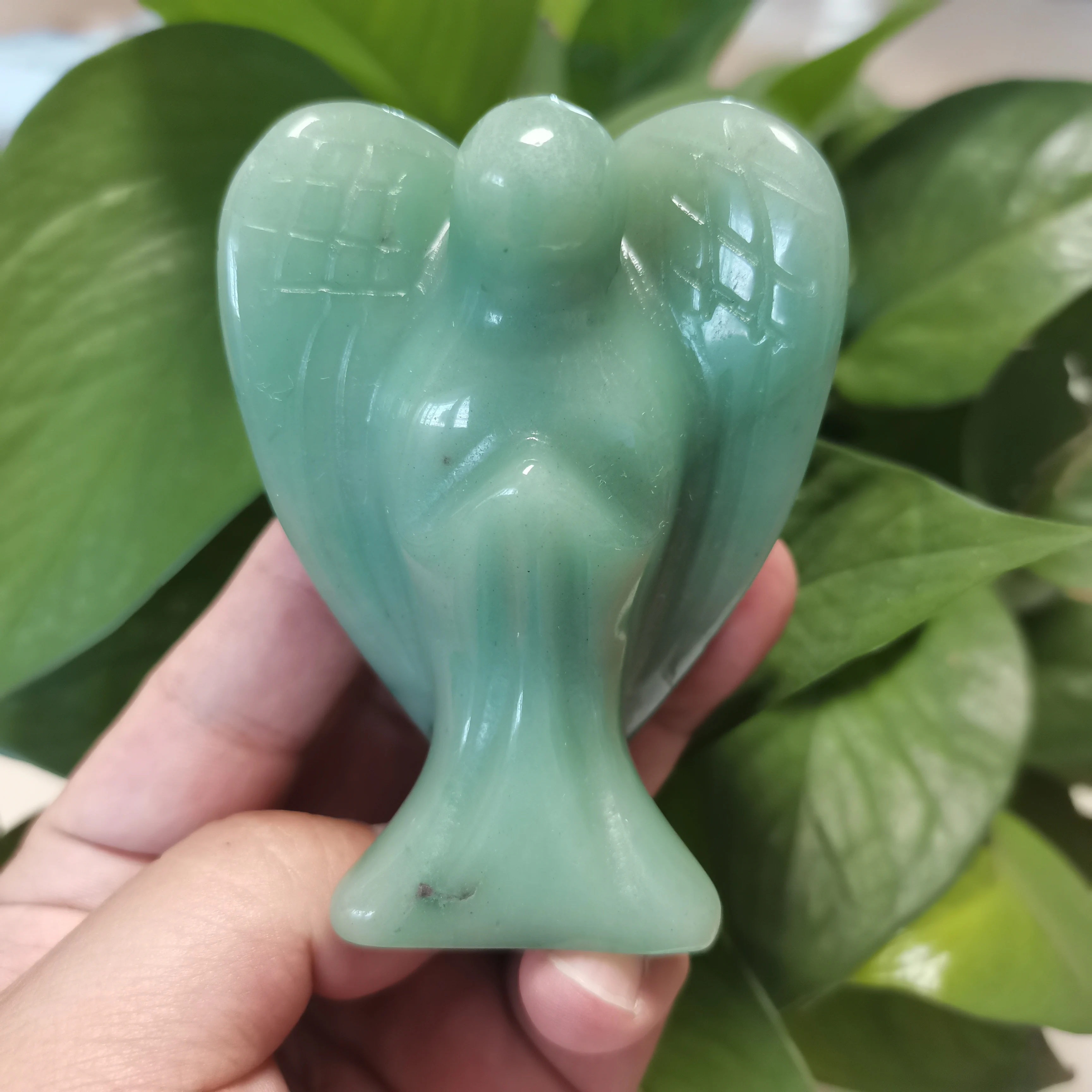 90mm Ntural Green Dongling Jade Angel Figurine Healing Hand Carved Gemstone Statue Stone Craft Room Decor Ornaments 1pcs