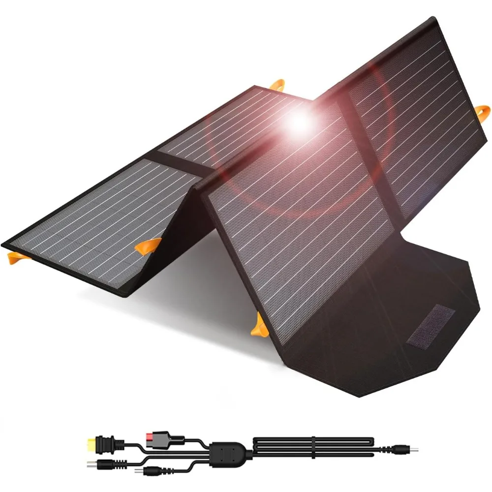 Upgraded 60W Portable Solar Panel Charger QC3.0 USB A USB C DC5521 Foldable IP65 Waterproof Solar Charger for Power Station