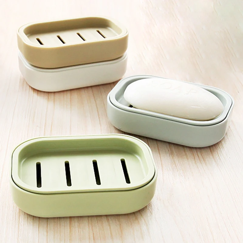 Double Layer Soap Box Bathroom Dish Plate Case Plastic Drain Soap Box Home Travel Portable Soap Rack