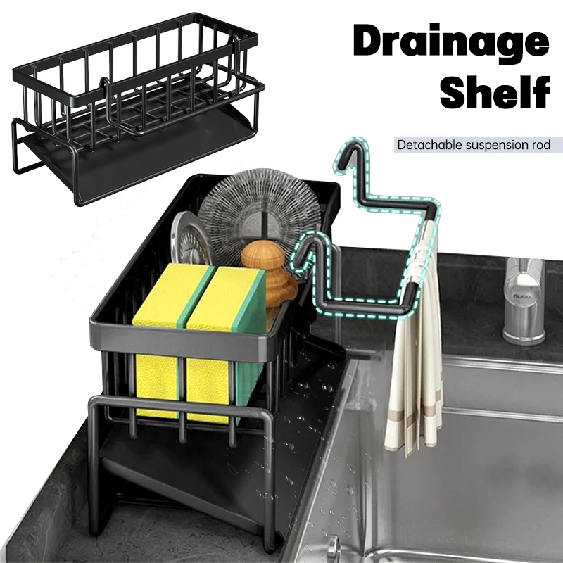 

Self-draining Sink Shelf Rack ABS Kitchen Wash Basin Soap Sponge Holder Bathroom Shampoo Organizer Towel Storage Rack