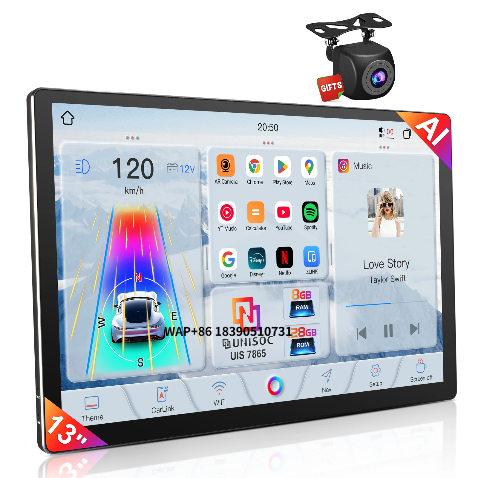 

Universal Android 14 Car DVD Player Car Navigation Car Radio Video 13 Inch Touch Screen MP5 Player