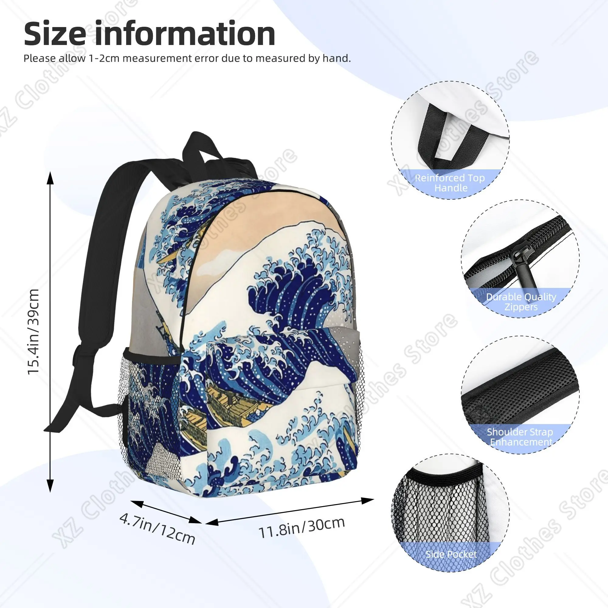 The Great Wave off Kanagawa Backpack Hot Sale Daypack BookBag Shoulder Bags for Men Women School Bag