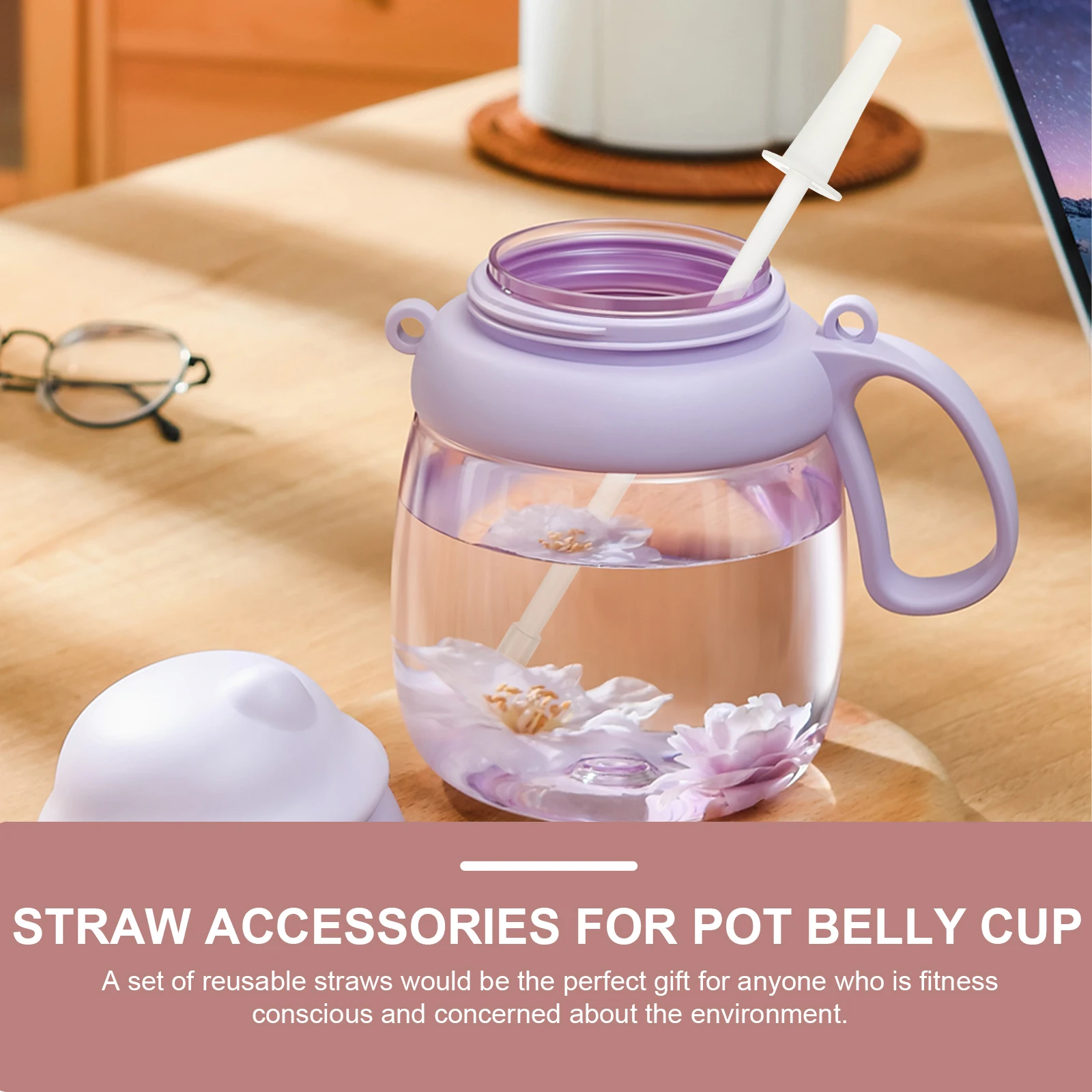 

5Sets Household Pot-Bellied Silicone Straws Multi-Function Reusable Smoothie Staws for Belly Cups Water Bottles Juice