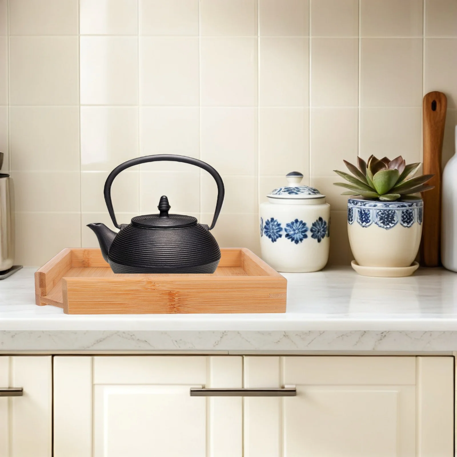 

Bamboo Tray Square Polished Surface Drip-Resistant For Pu-Erh Set Collection Home Office Tea House Tea Accessories