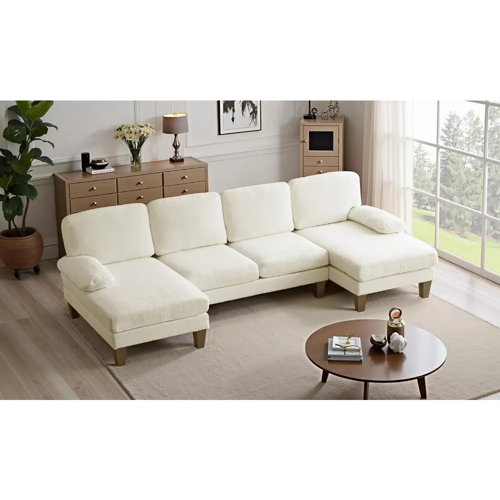 

110" Sectional Couches for Living Room,U Shaped Couch with Double Chaise,4-Seat Sofa Set with Chenille Fabric for Home Furniture