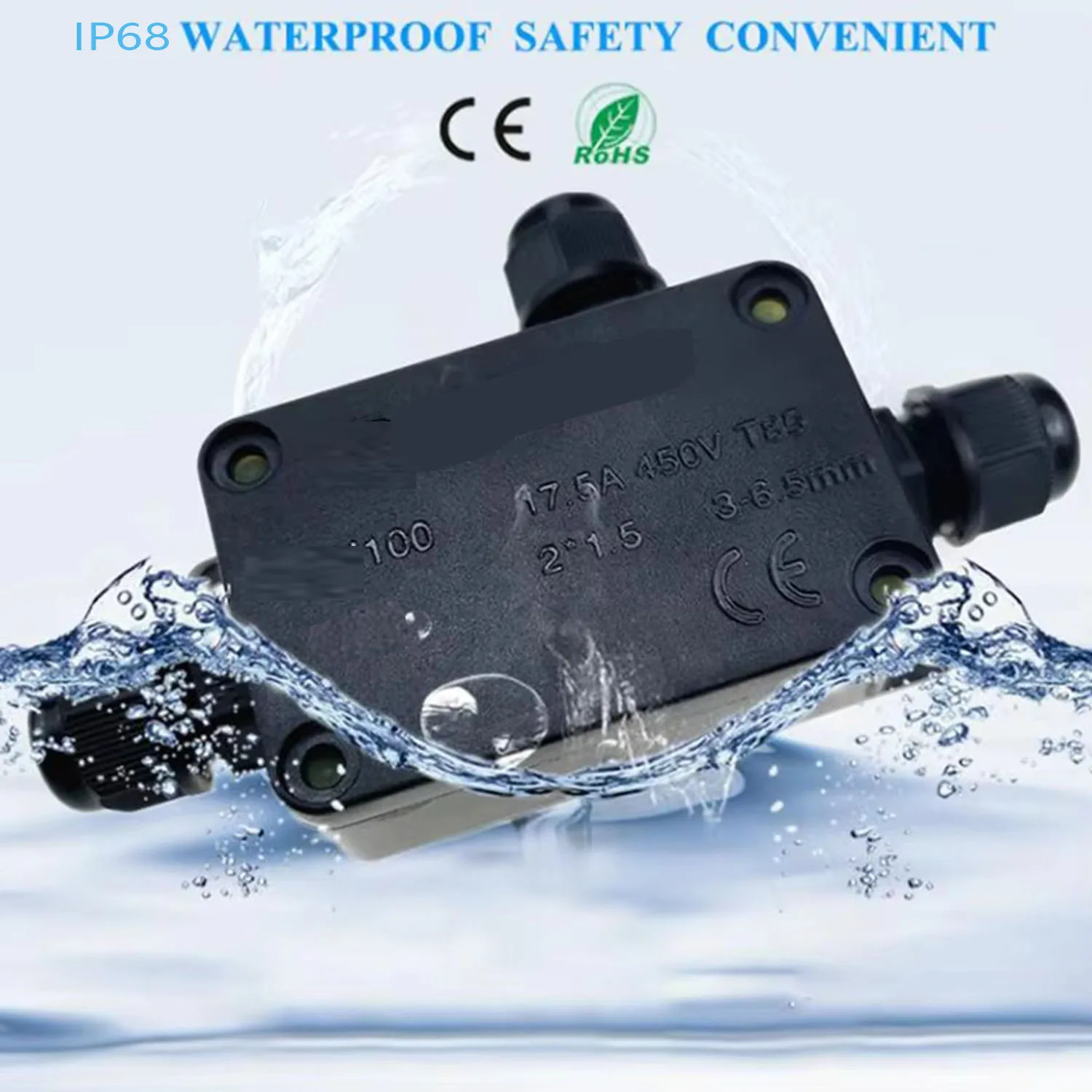 Ip68 Waterproof Junction Box 2 Way 3 Way 3Mm-6.5Mm Cable Connector Sealed Retardant Electrical Outdoor Waterproof Box