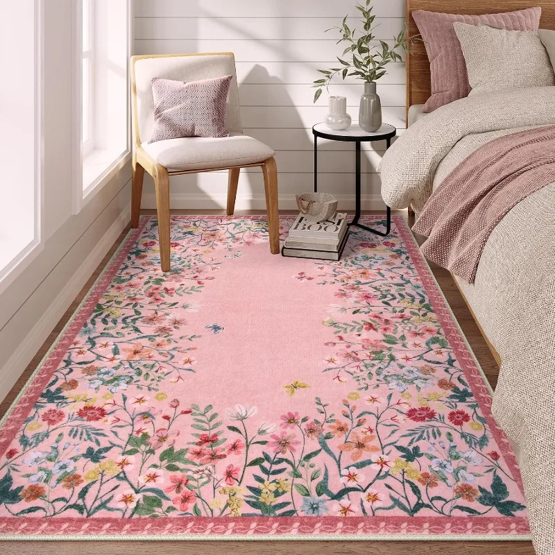 Rug for Bedroom Floral Print Area Living Room Carpet Non-Slip Machine Washable Floor Mat Soft Bedside Rugs Ковер Tapis Alfombra - Image 2