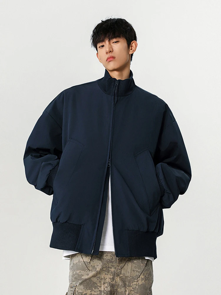 

Мужская зимняя куртка-бомбер Stand Fit, модная, в американском стиле, бейсбольная, теплая, с воротником-стойкой, на молнии