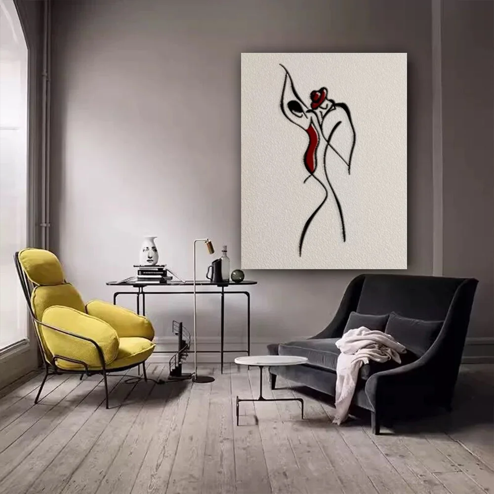 100% hand drawn dance for both men and women abstract oil painting original wall painting home living room decoration paint inte