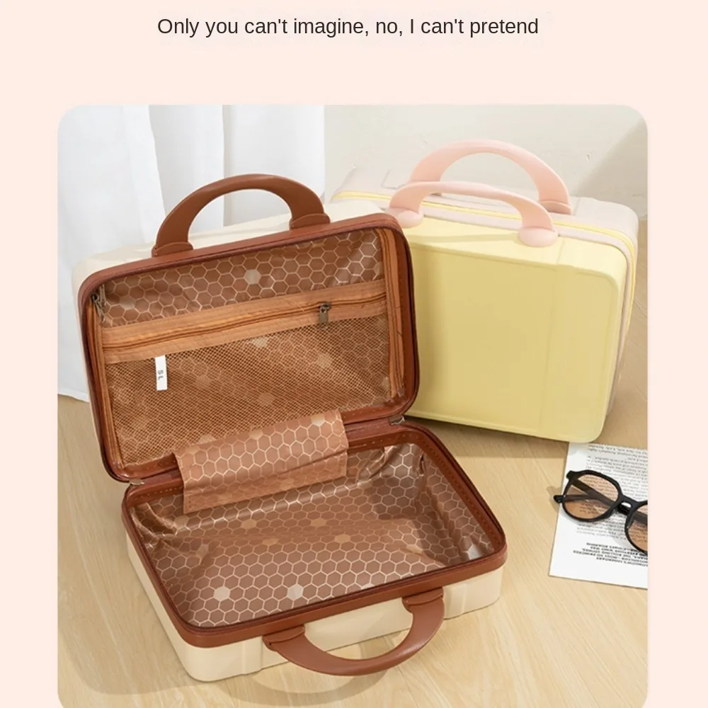 Portable ABS Hand Carry Suitcase Zipper with Combination Lock Luggage Box Cosmetic Box