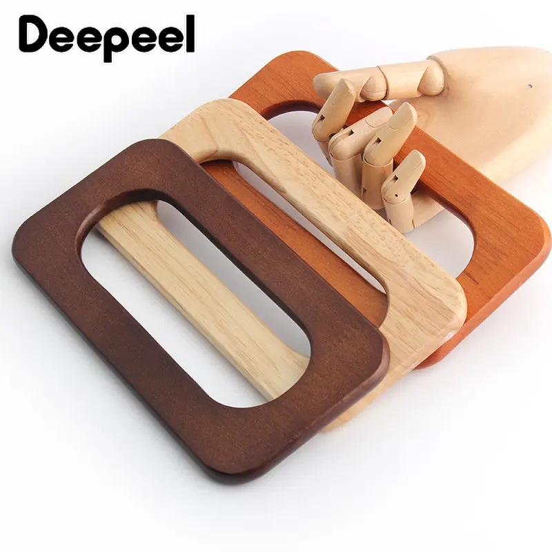 2Pcs 10/13/15cm Solid Wood Bag Handle Wooden Sewing Brackets Purse Frame Kiss Clasp Sew Kit Handles for Making Bags Accessories