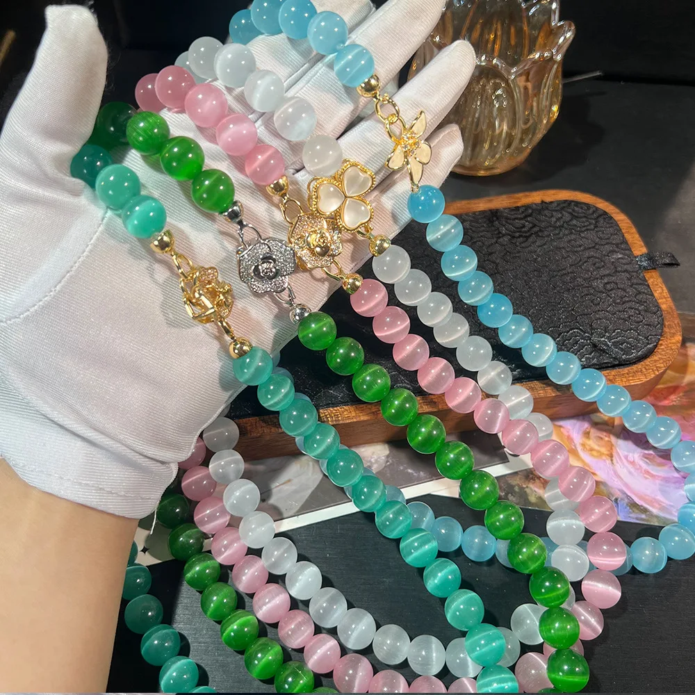 

12 мм розовый, белый, синий натуральный камень, круглые бусины, ожерелье, богемное красочное ожерелье для отпуска, декор для шеи, женская мода, очаровательное ожерелье