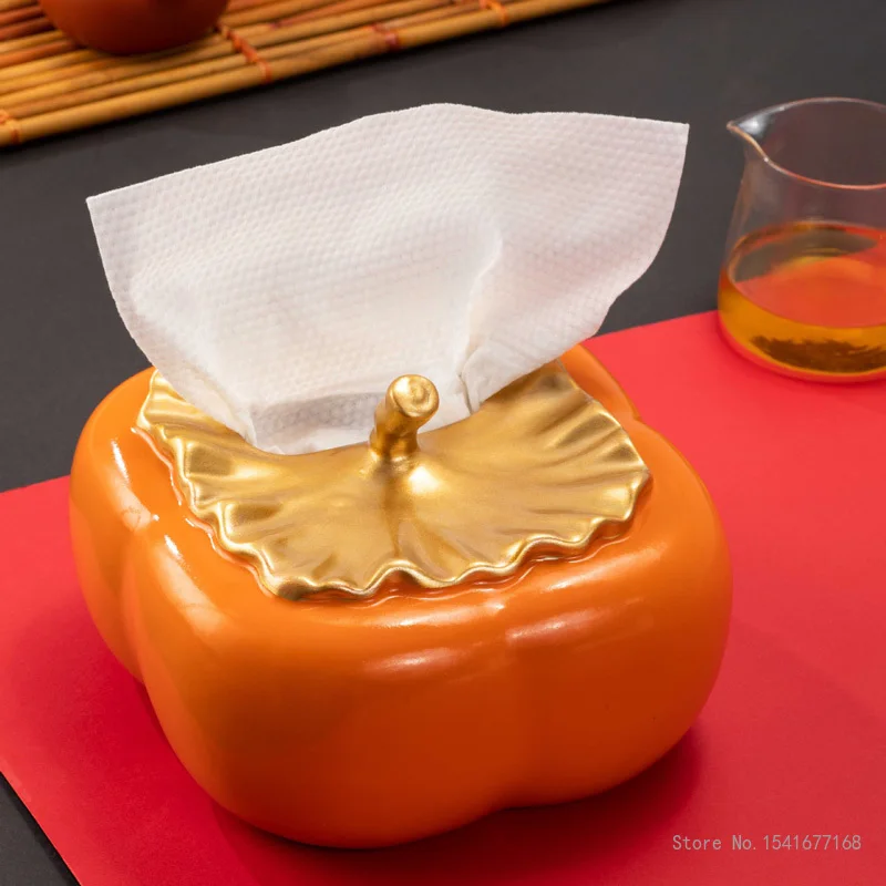 

Persimmon Shaped Ashtray and Desktop Tissue Box Decoration, Living Room, Office Desk, Meeting Room, Home Decoration Gift